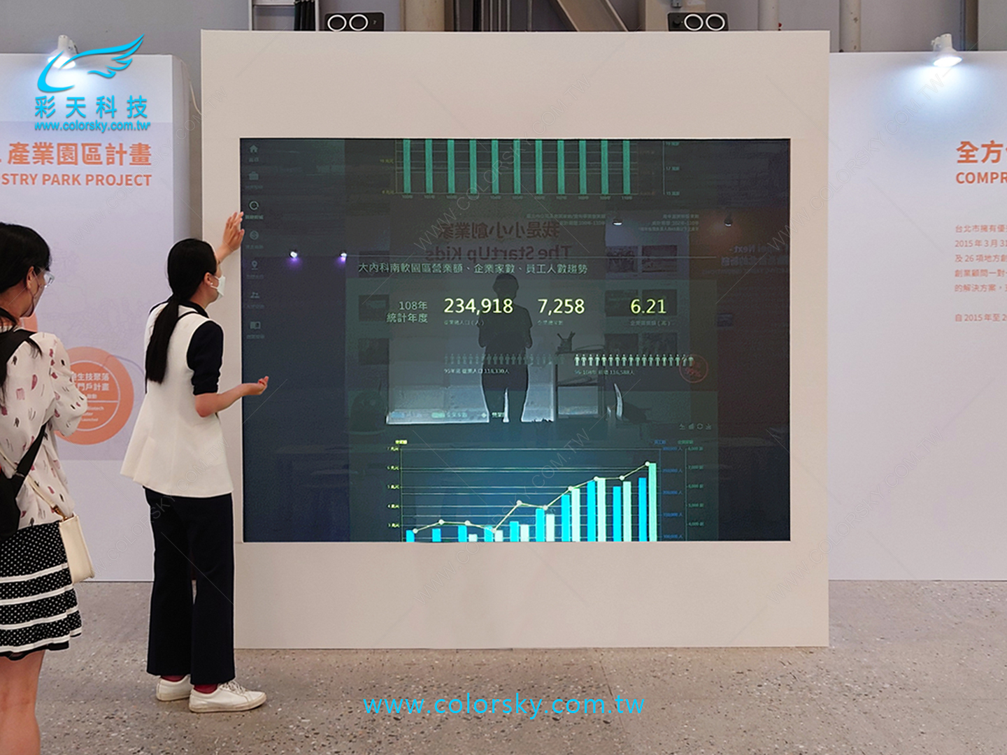 台北市政府-台北城市博覽會-創新創業展區-100吋背投影觸控